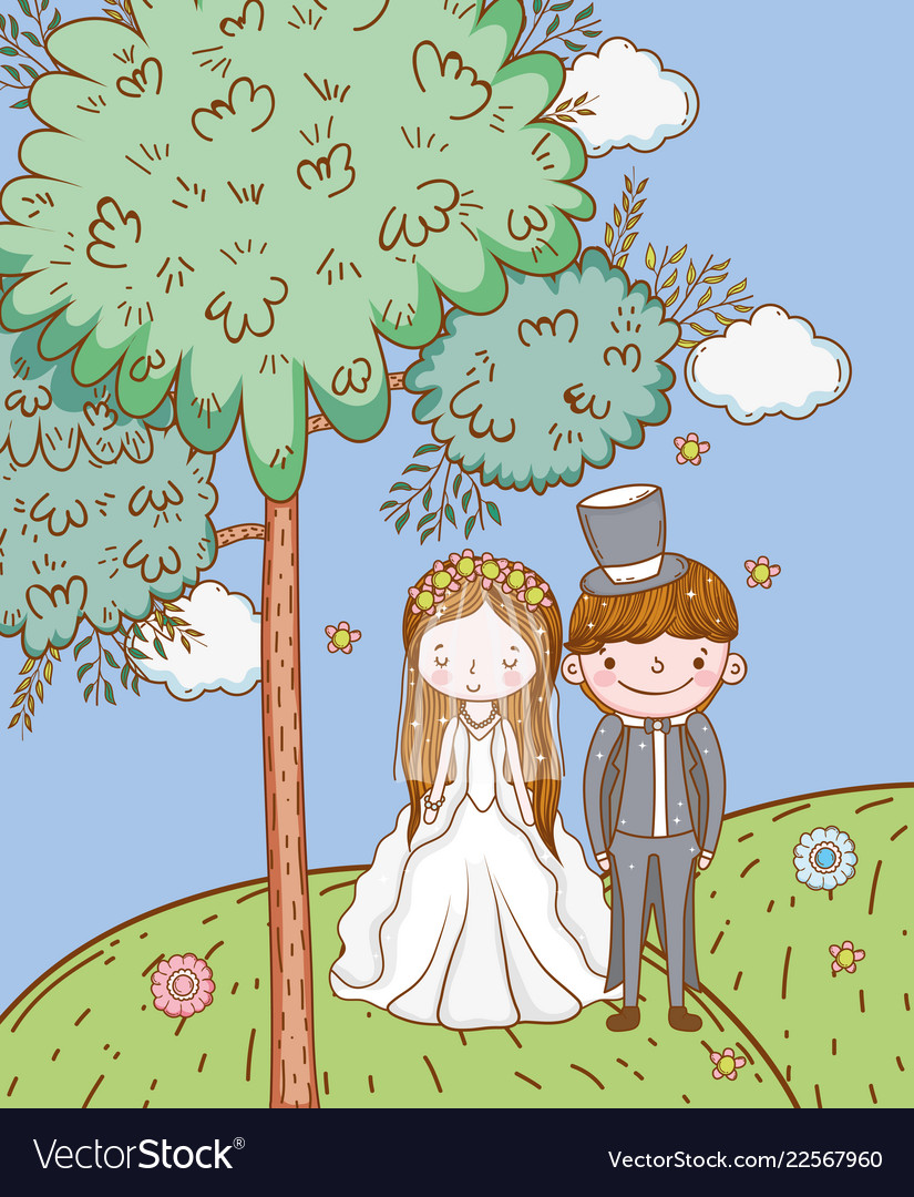 Woman and man wedding with clouds in mountains Vector Image