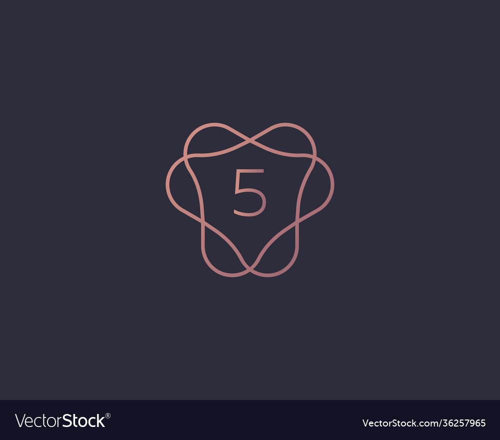 Abstract linear monogram number 5 logo icon design