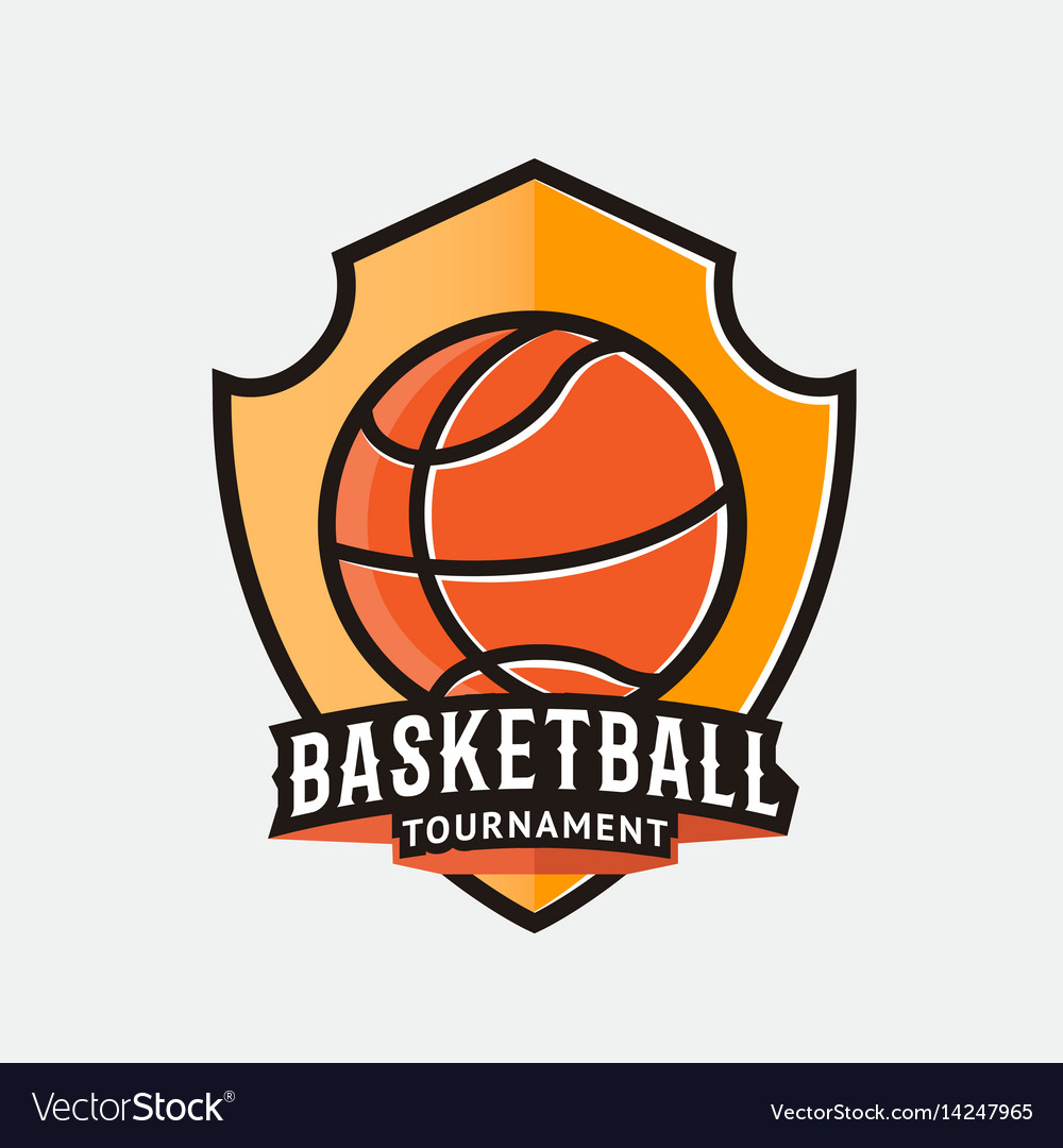 Basketball logo label badge emblem icon Royalty Free Vector