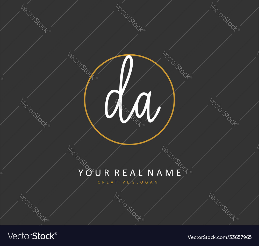 Da initial letter handwriting and signature logo vector image