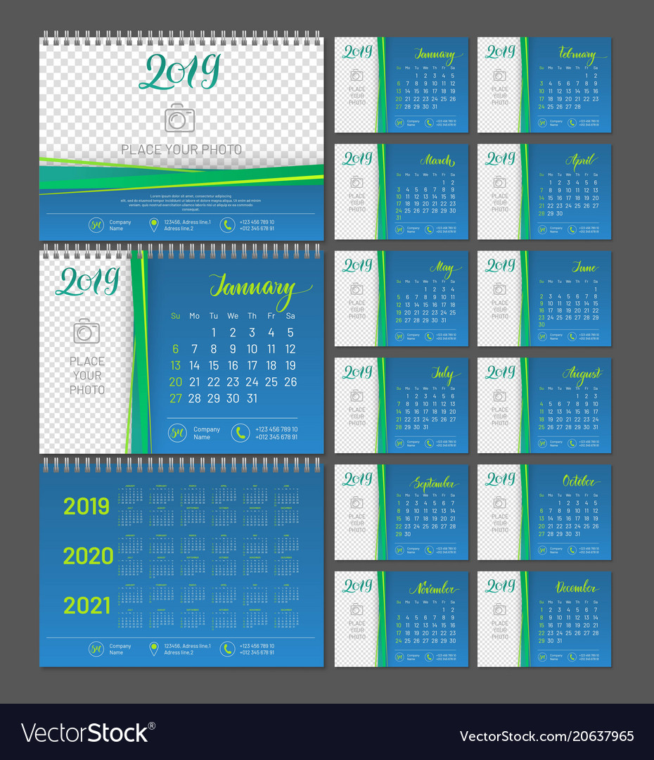 desktop calendar 2019 year copy space vector image