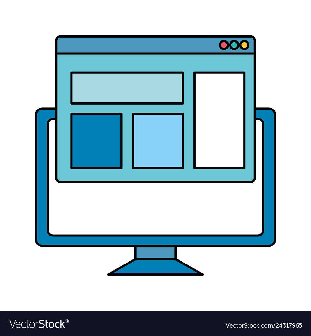 Desktop computer with webpage template vector image Desktop computer with webpage template