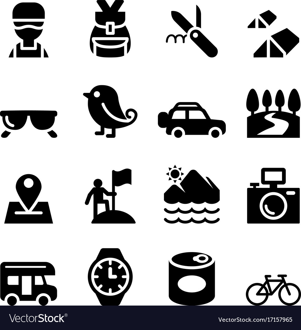 Discovery traveling camping adventure icons Vector Image