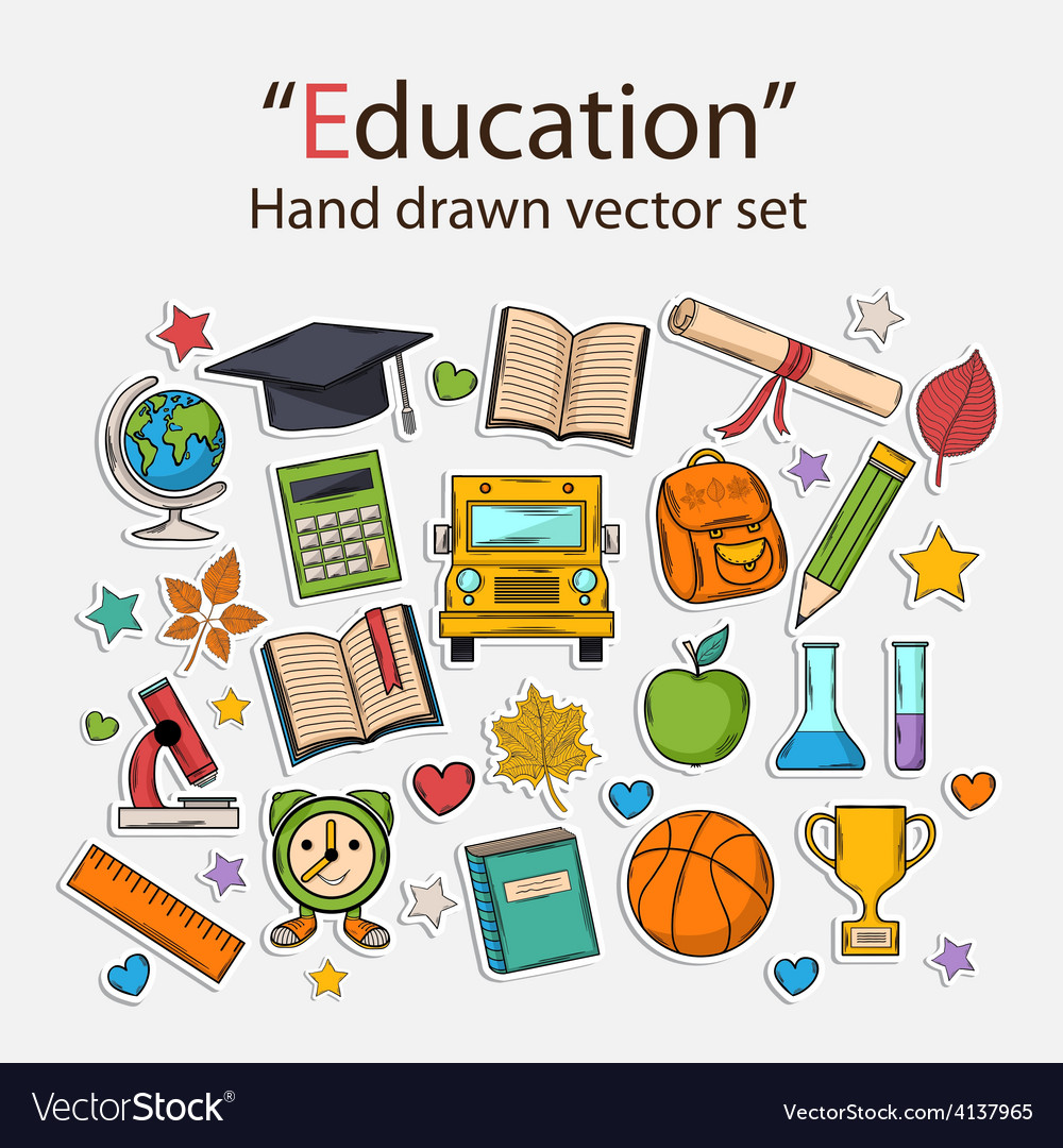 Education hand drawn set