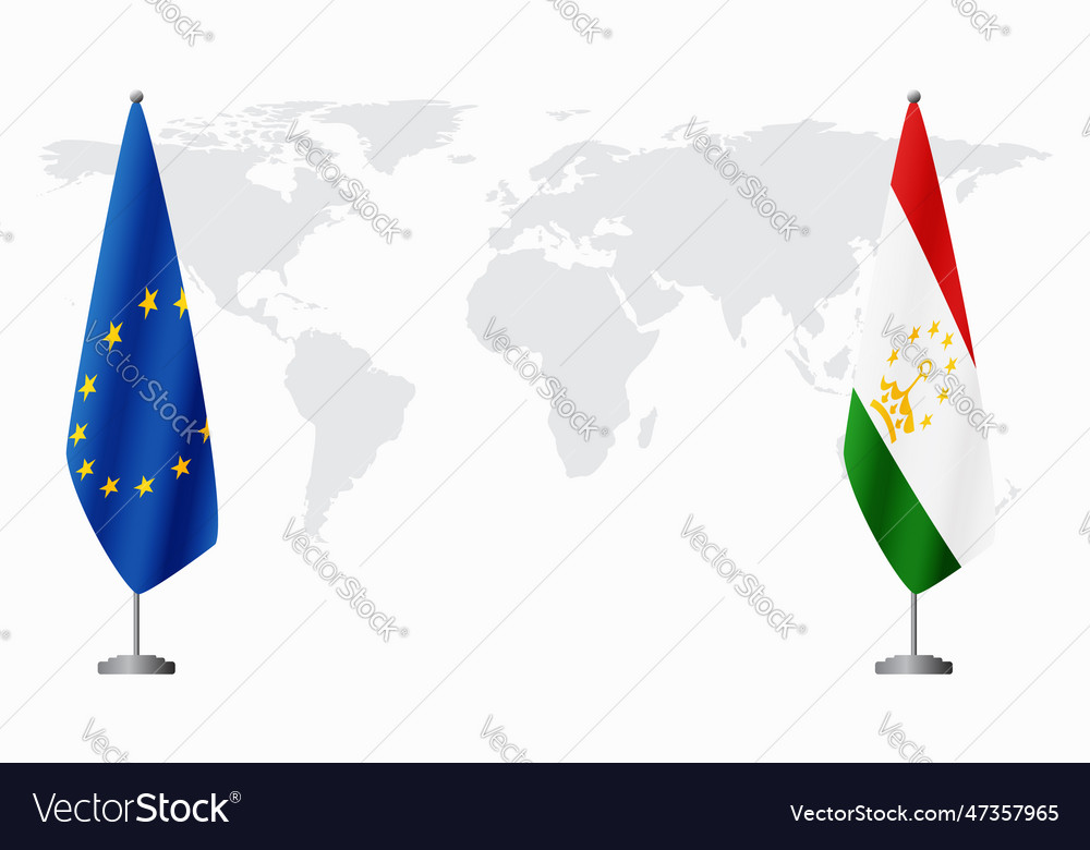 European union and tajikistan flags for official Vector Image