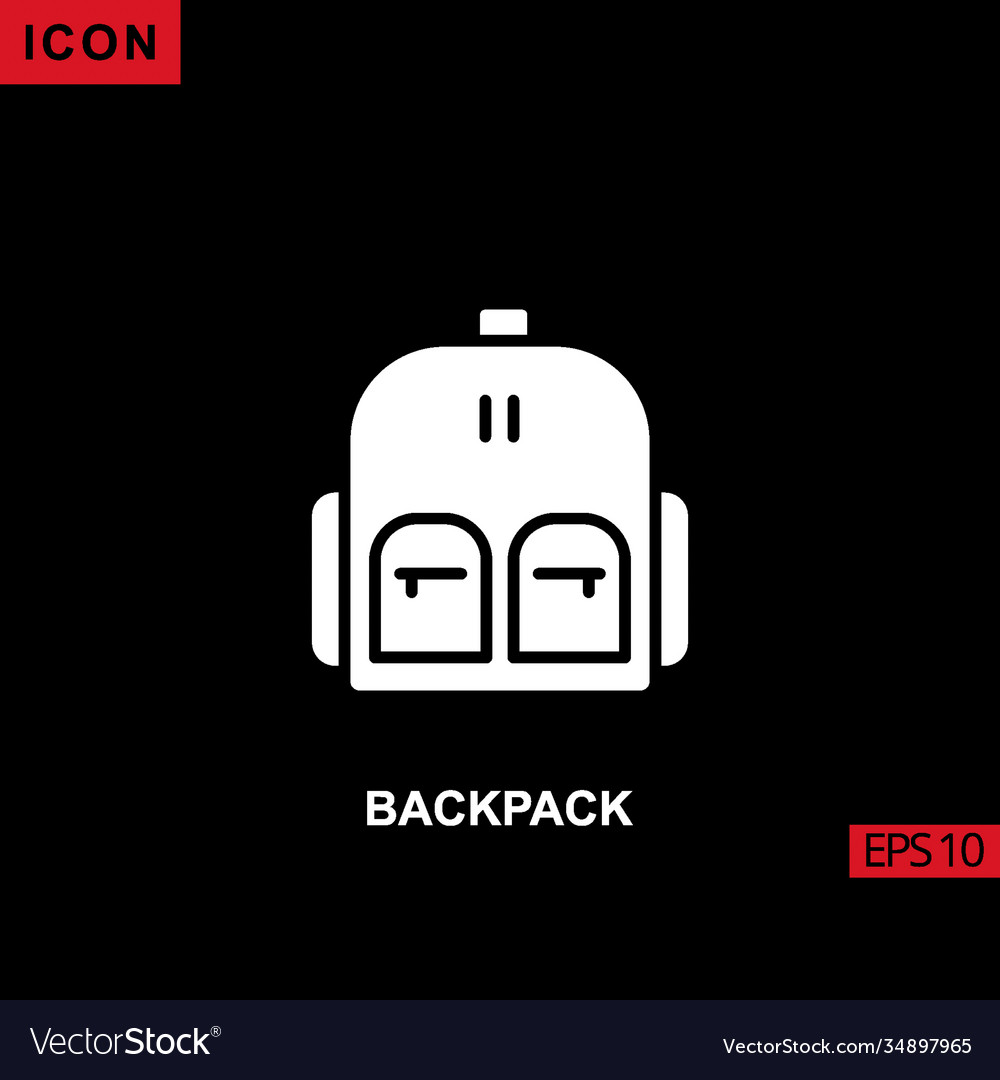 Icon backpack on black background