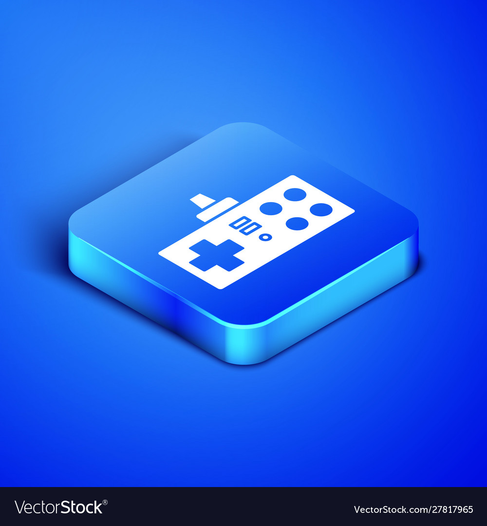 Isometric gamepad icon isolated on blue background