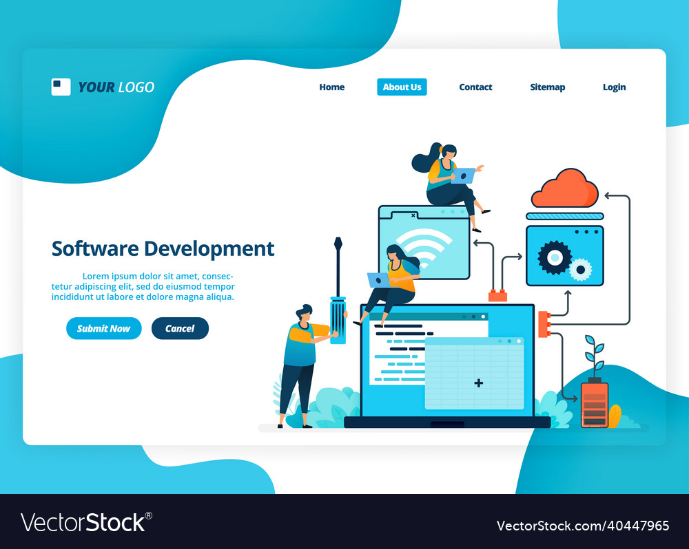 Landing page design of software development