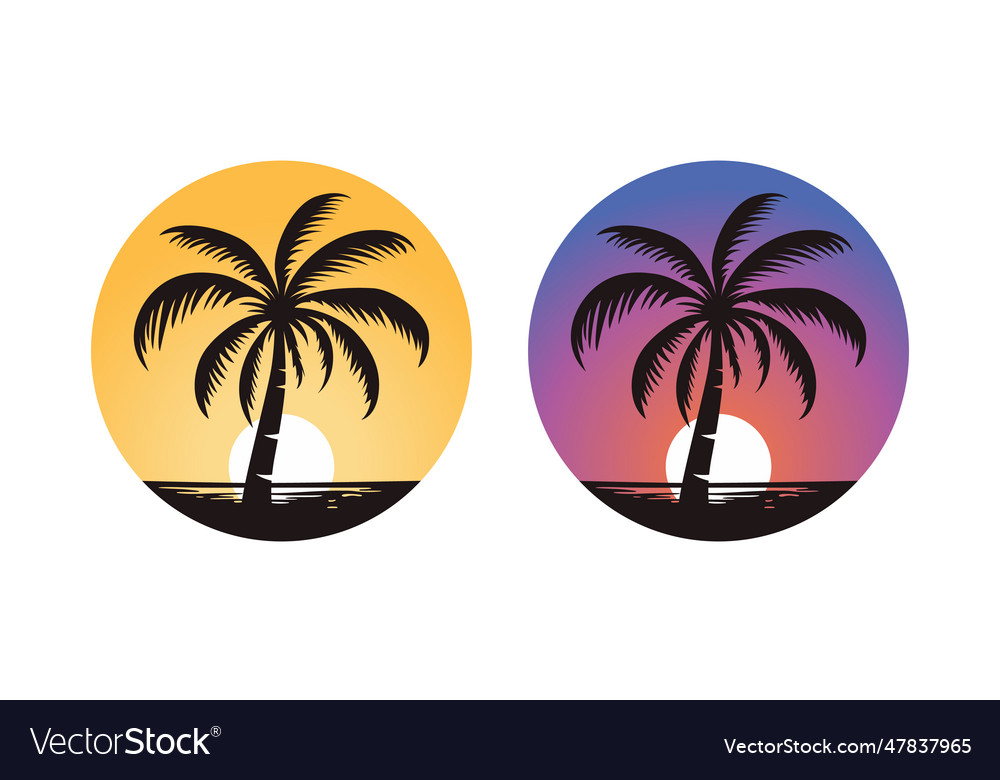 Palm trees tree icon set isolated Royalty Free Vector Image