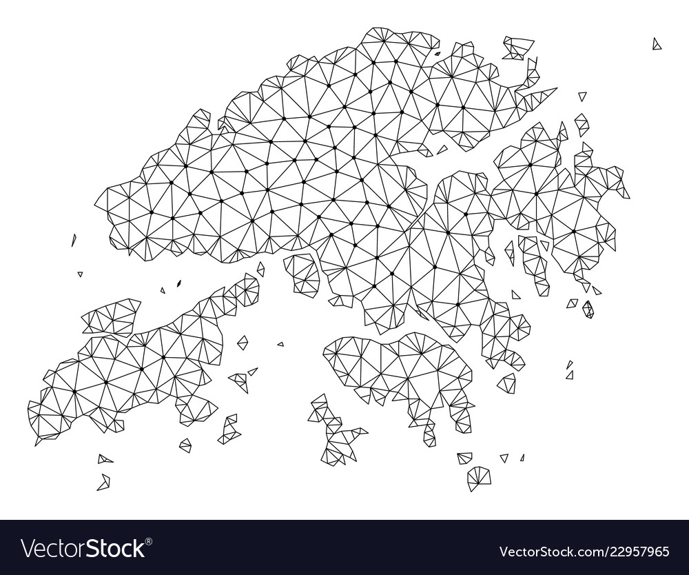 Polygonal network mesh map of hong kong