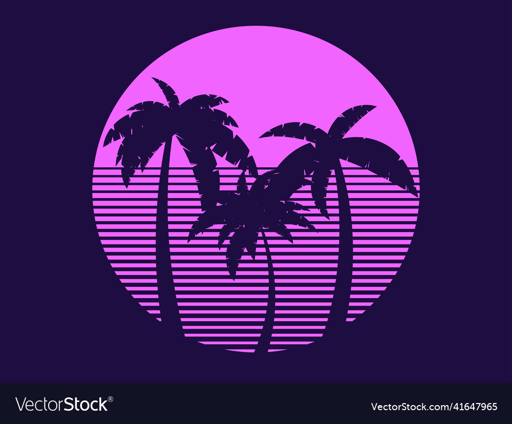 Retro futuristic palm trees in 80s style Vector Image