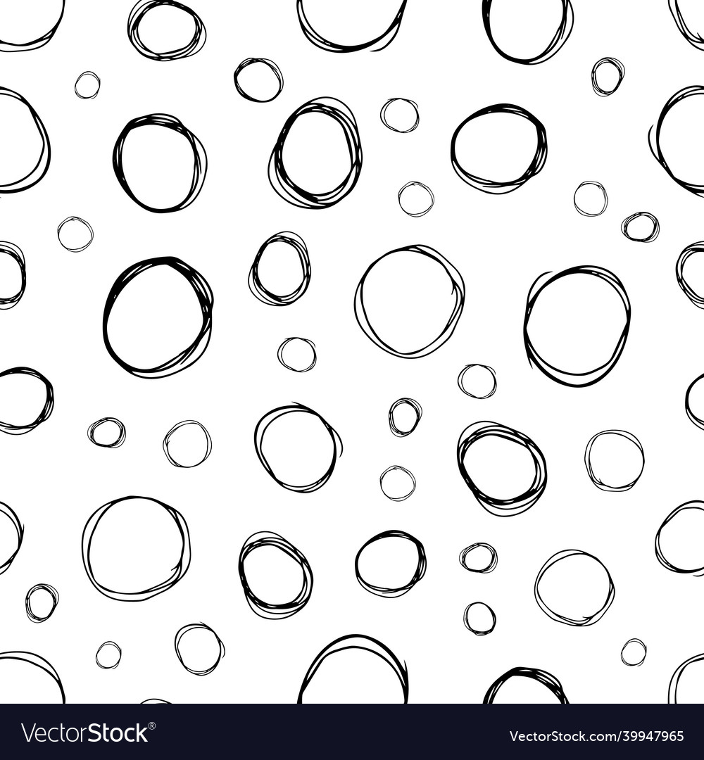 Seamless pattern with sketch circles shape vector image Seamless pattern with sketch circles shape