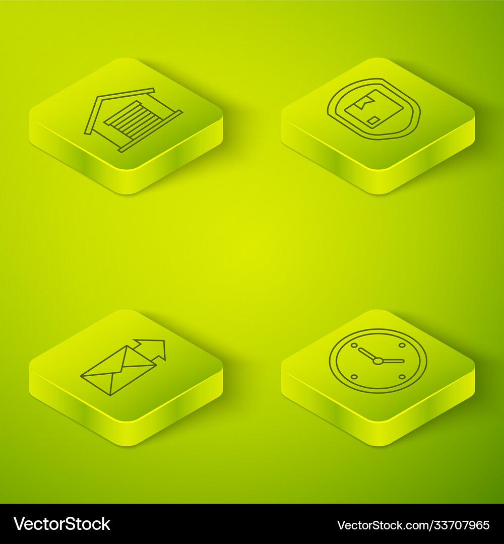 Set isometric delivery pack security with shield Vector Image