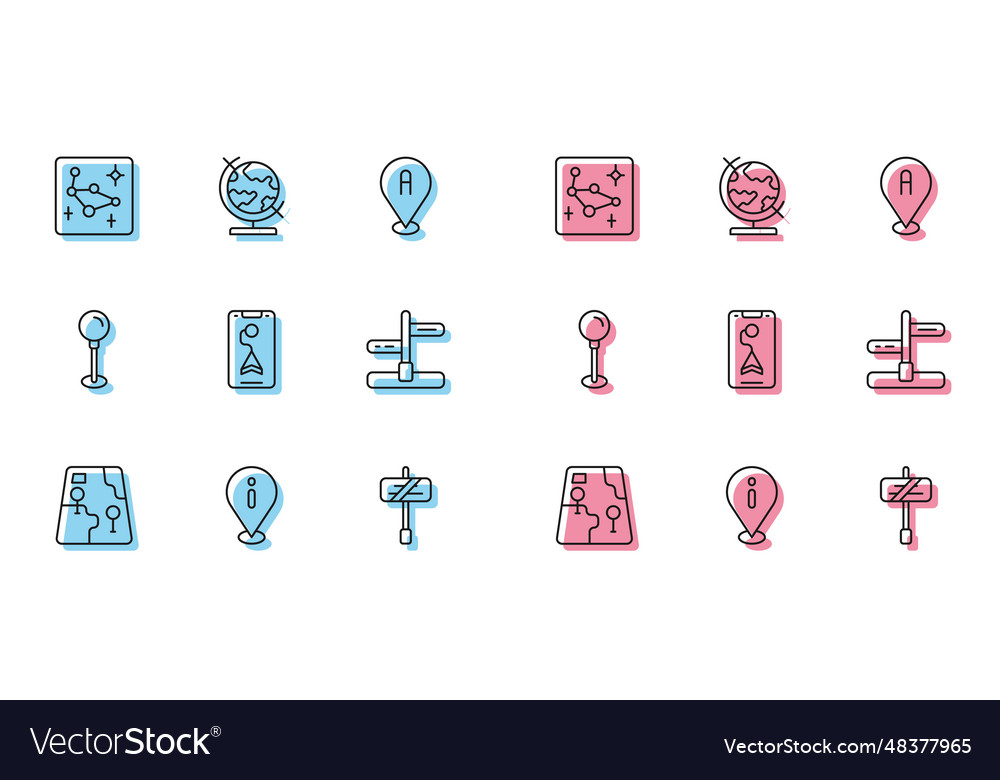 Set line city map navigation location vector image Set line city map navigation location