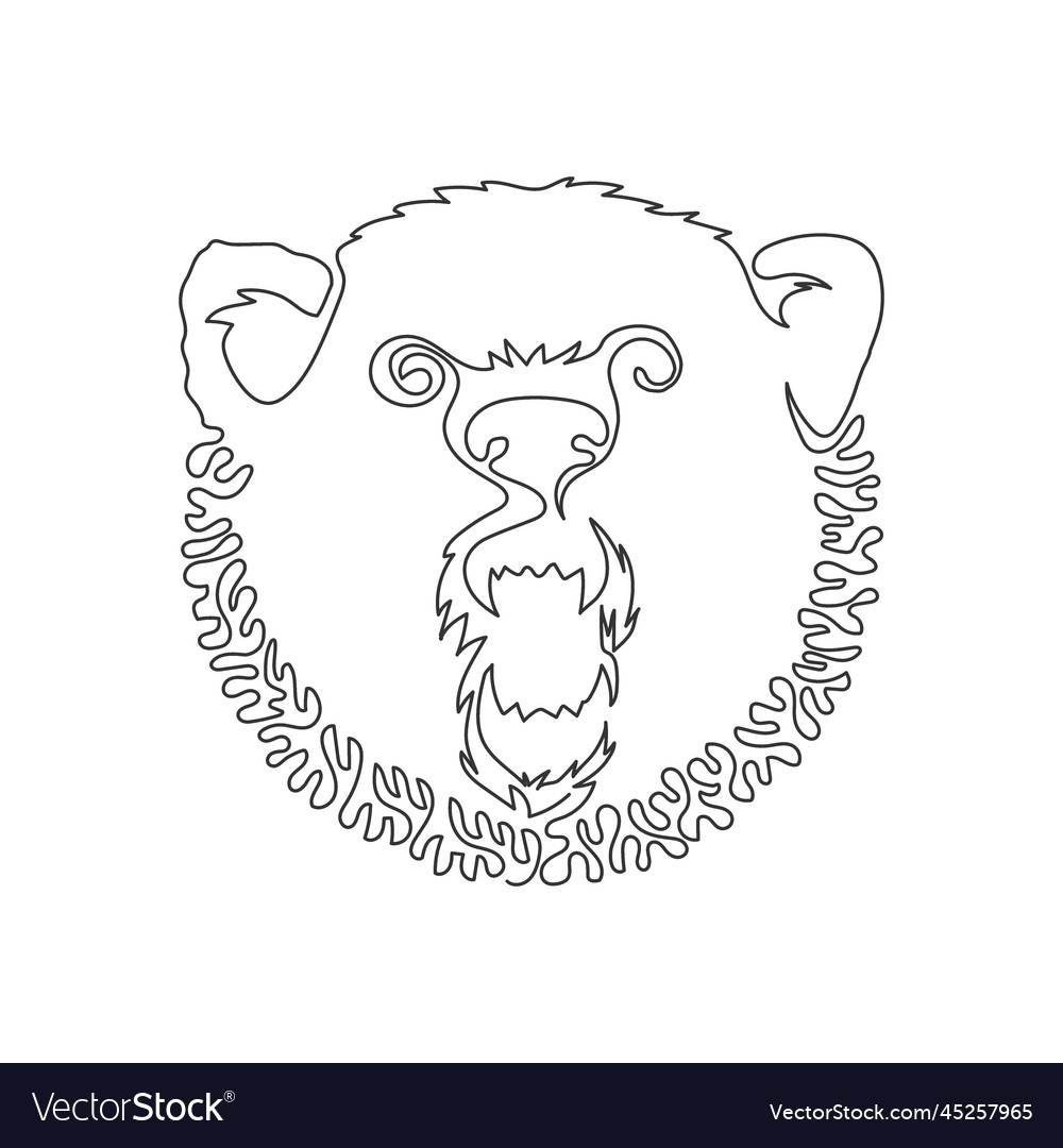 Single swirl continuous line drawing of fierce vector image Single swirl continuous line drawing of fierce