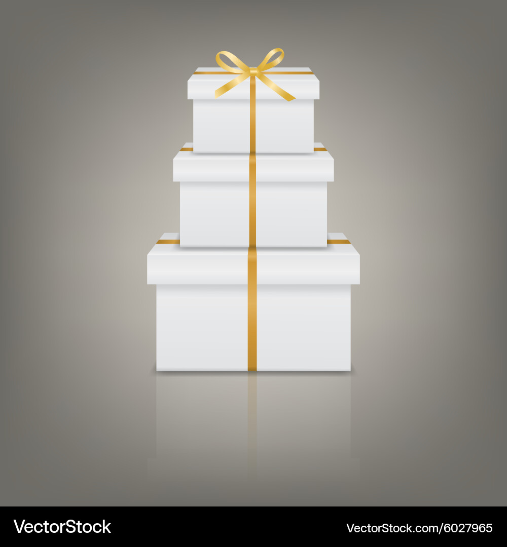 Stack three realistic white gift boxes Royalty Free Vector