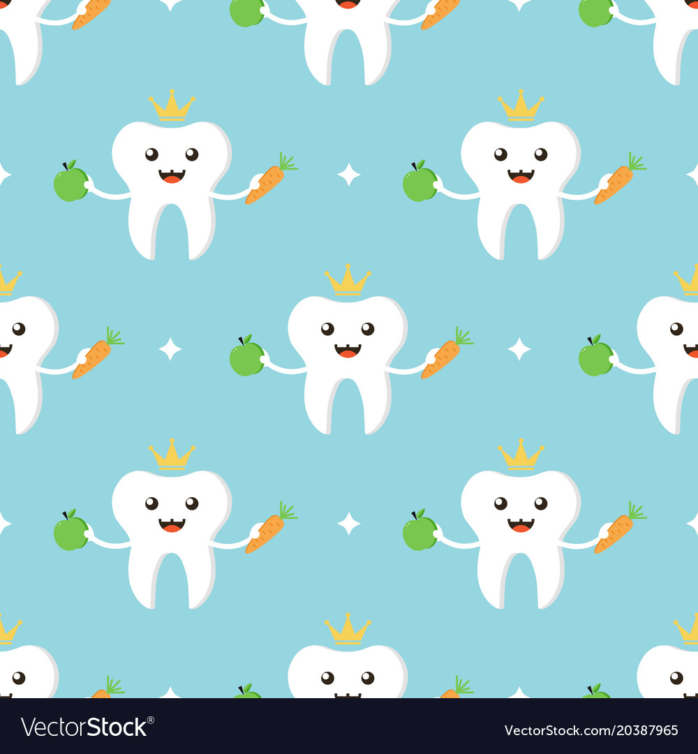 Tooth character seamless pattern background