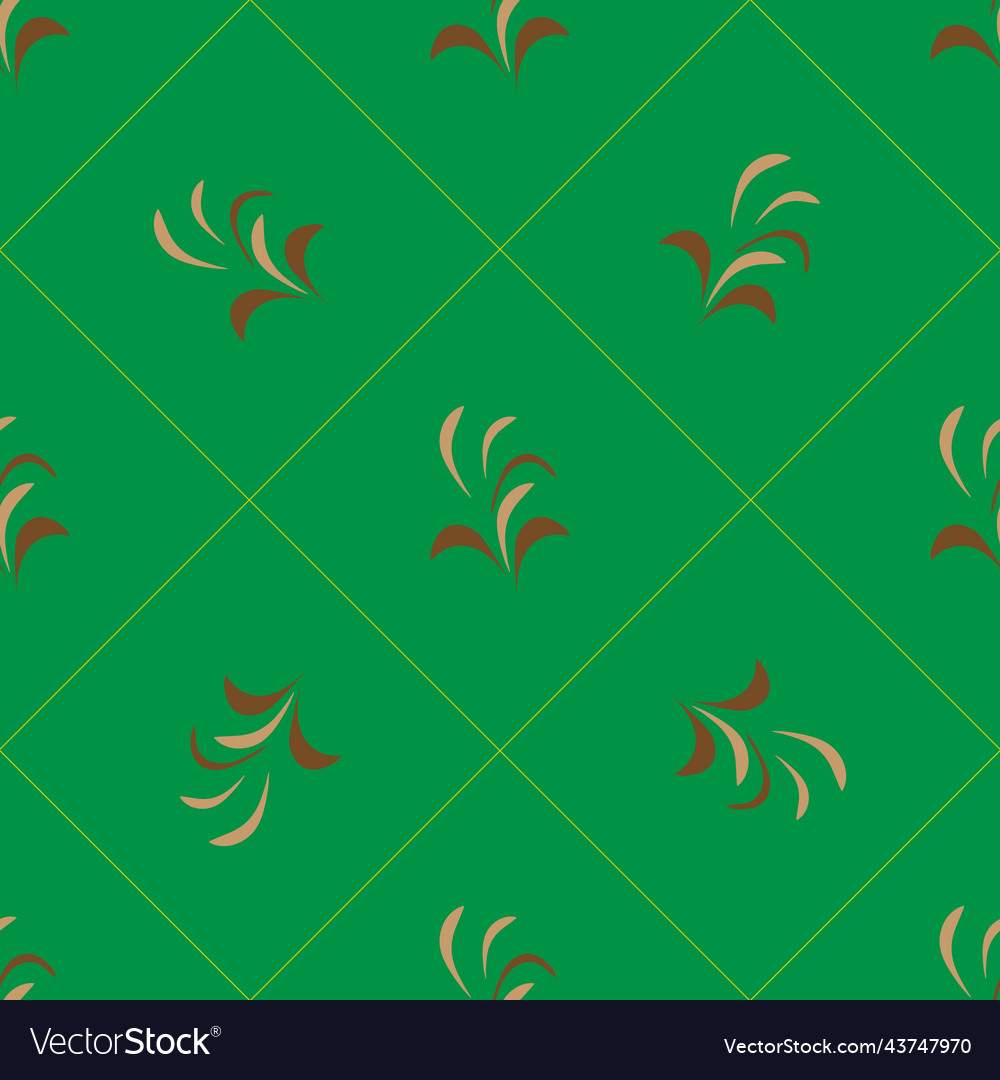 Abstract twigs in green square seamless pattern vector image Abstract twigs in green square seamless pattern