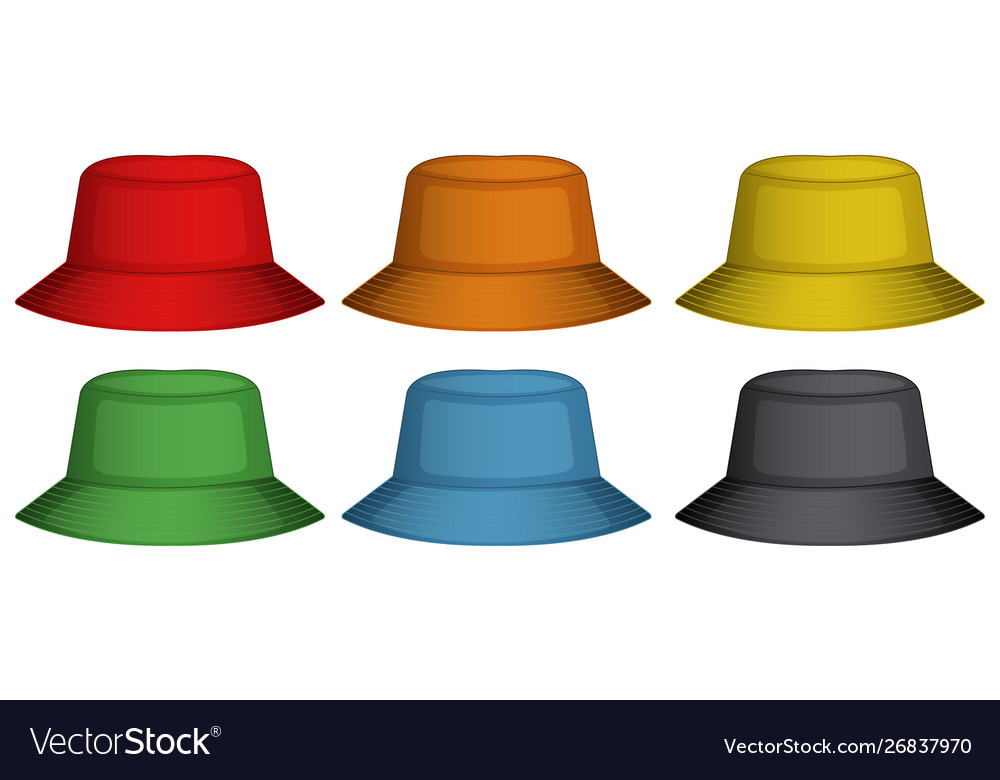 bucket-hats-in-six-different-colors-royalty-free-vector