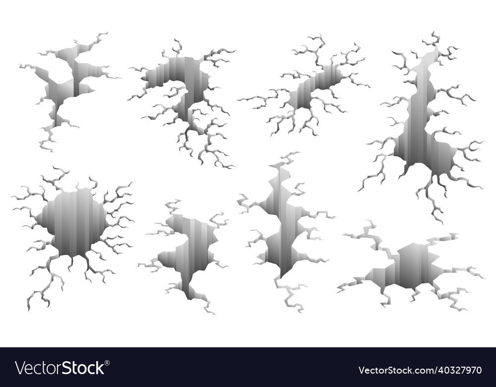 Collection of cracks after earthquake holes