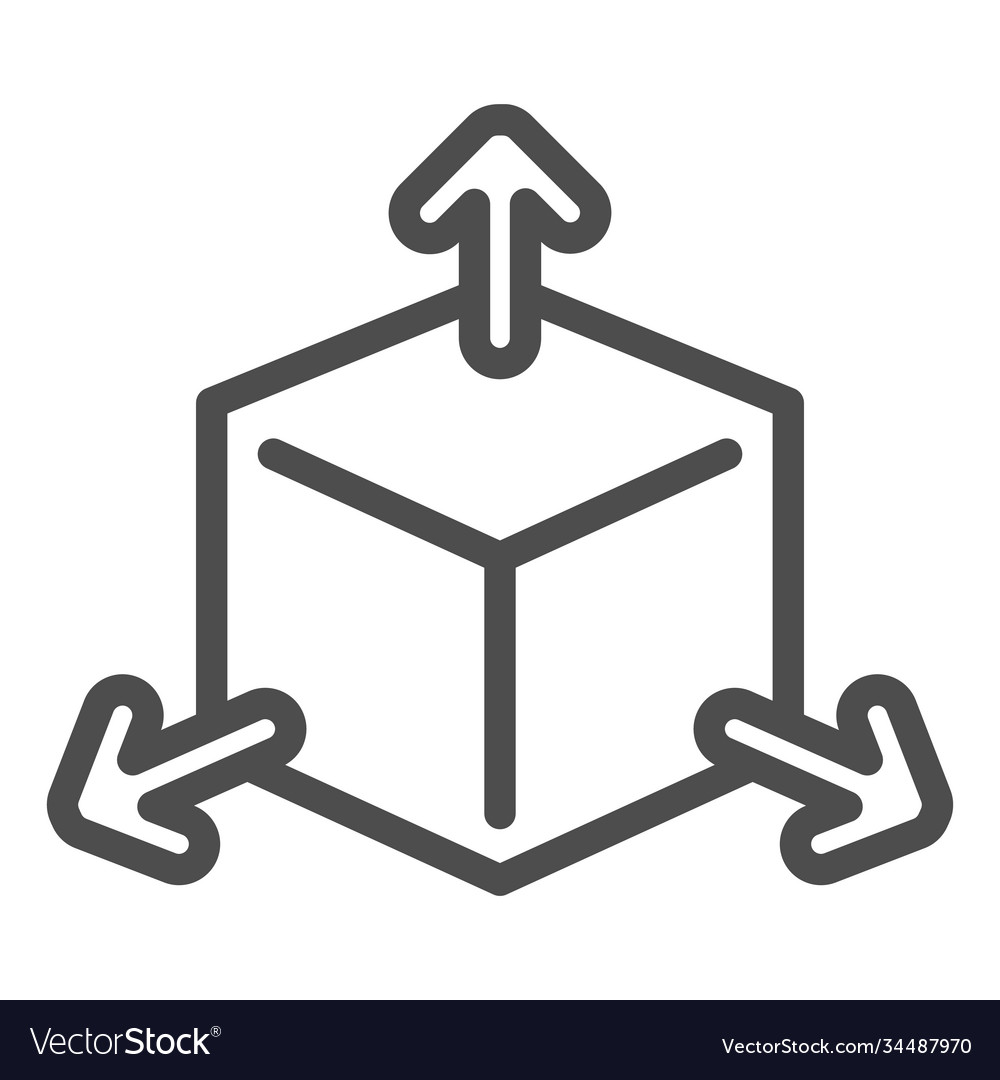 Cube with arrows line icon choice directions Vector Image