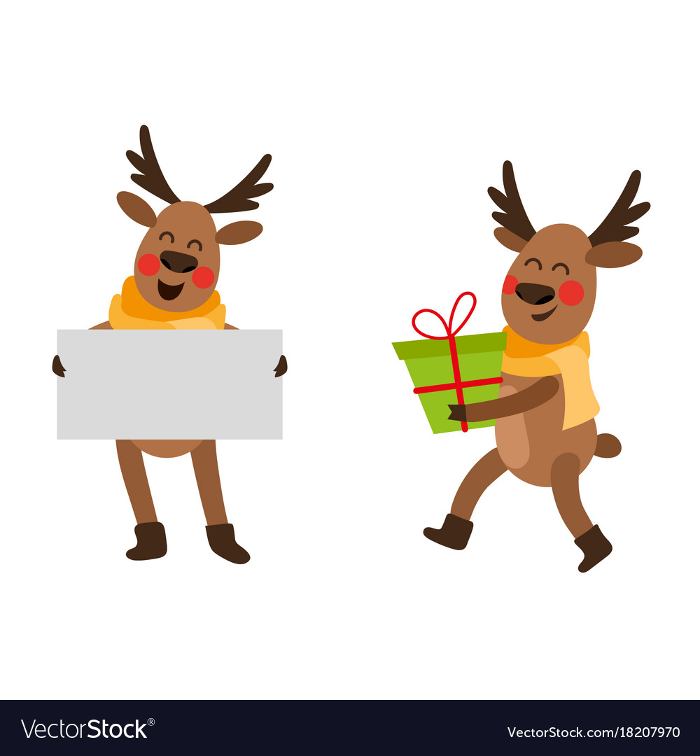 Flat christmas reindeer isolated set