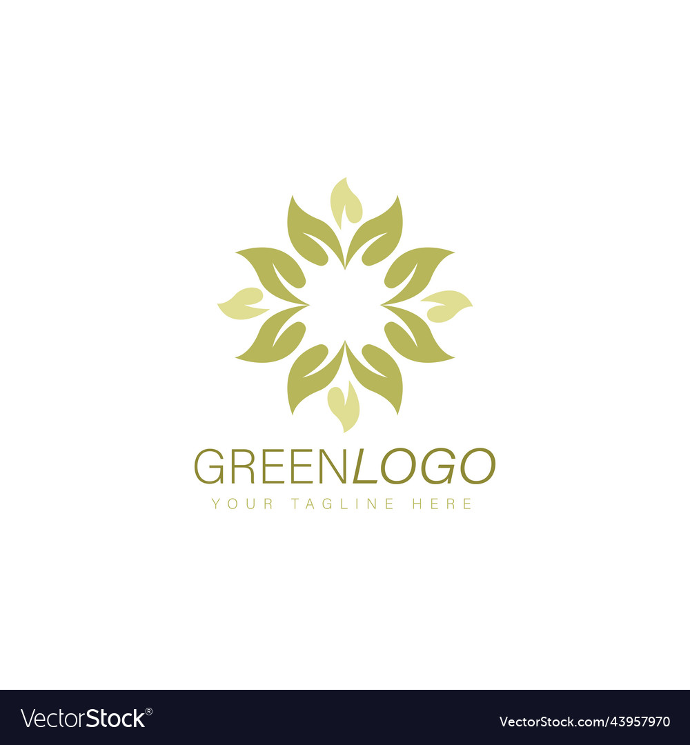 Green leaf group logo design Royalty Free Vector Image
