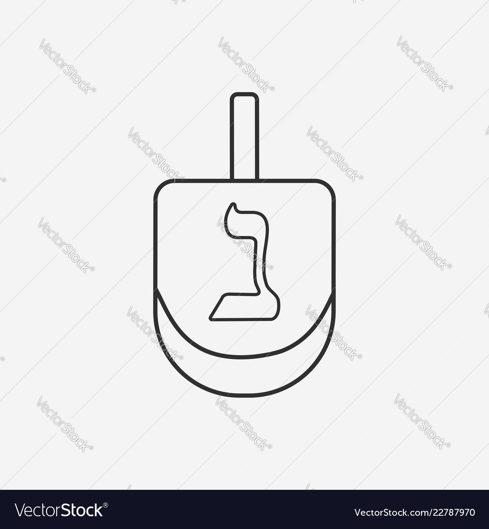 Hanukkah holiday dreidel flat black outline Vector Image