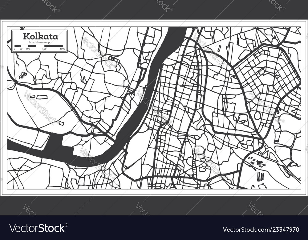 Kolkata india city map in retro style outline Vector Image