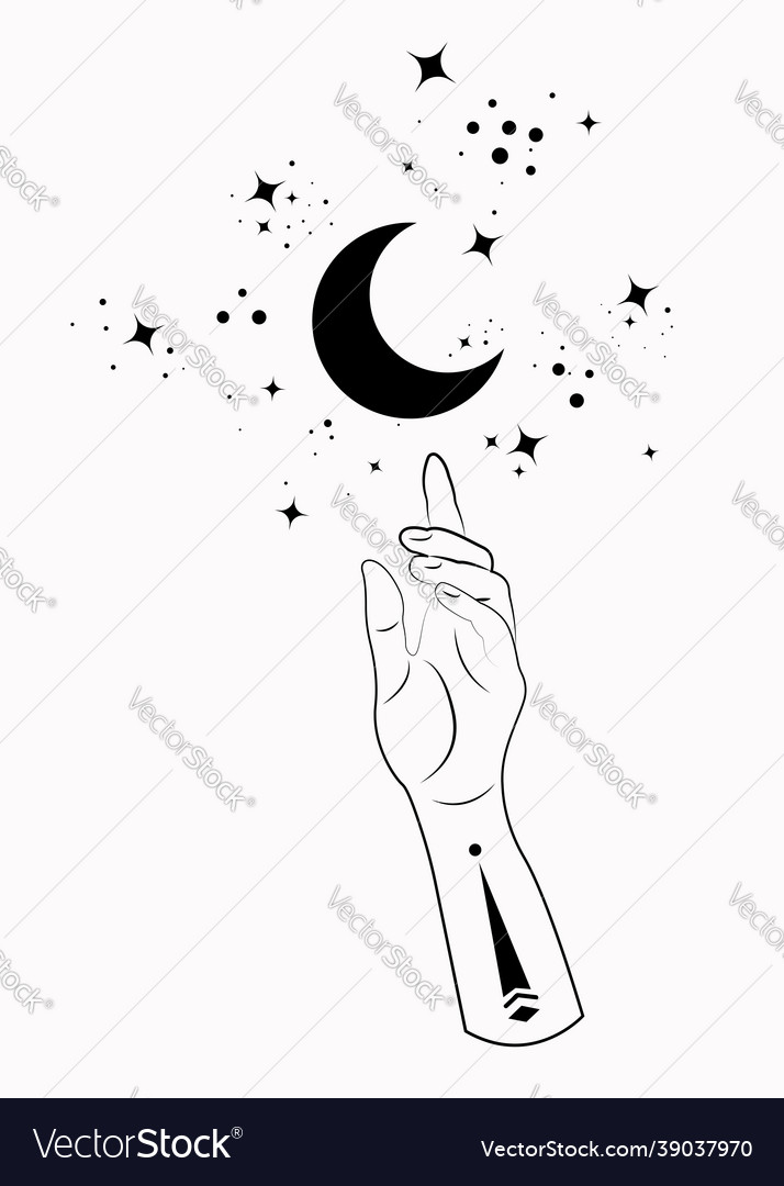 Mystical hand alchemy esoteric magic moon symbol Vector Image