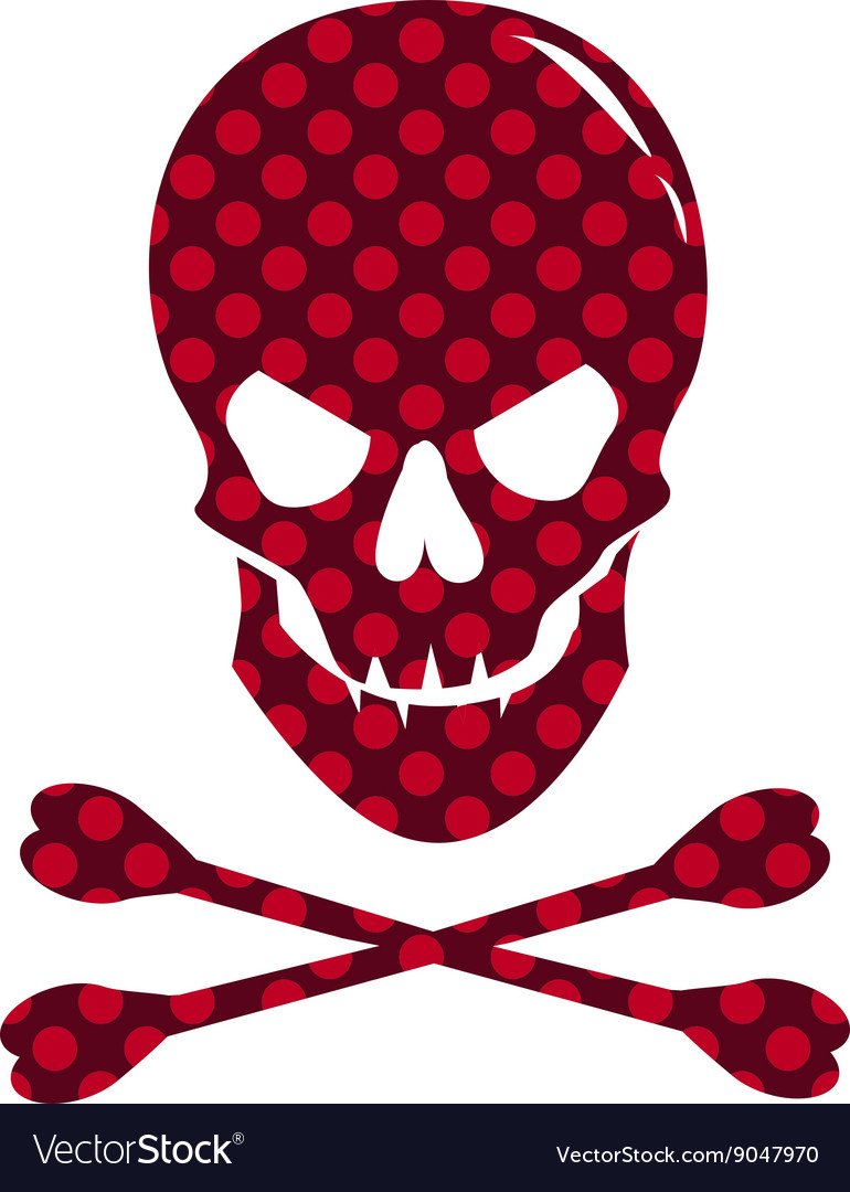 Red skull with dotted texture isolated on white Vector Image