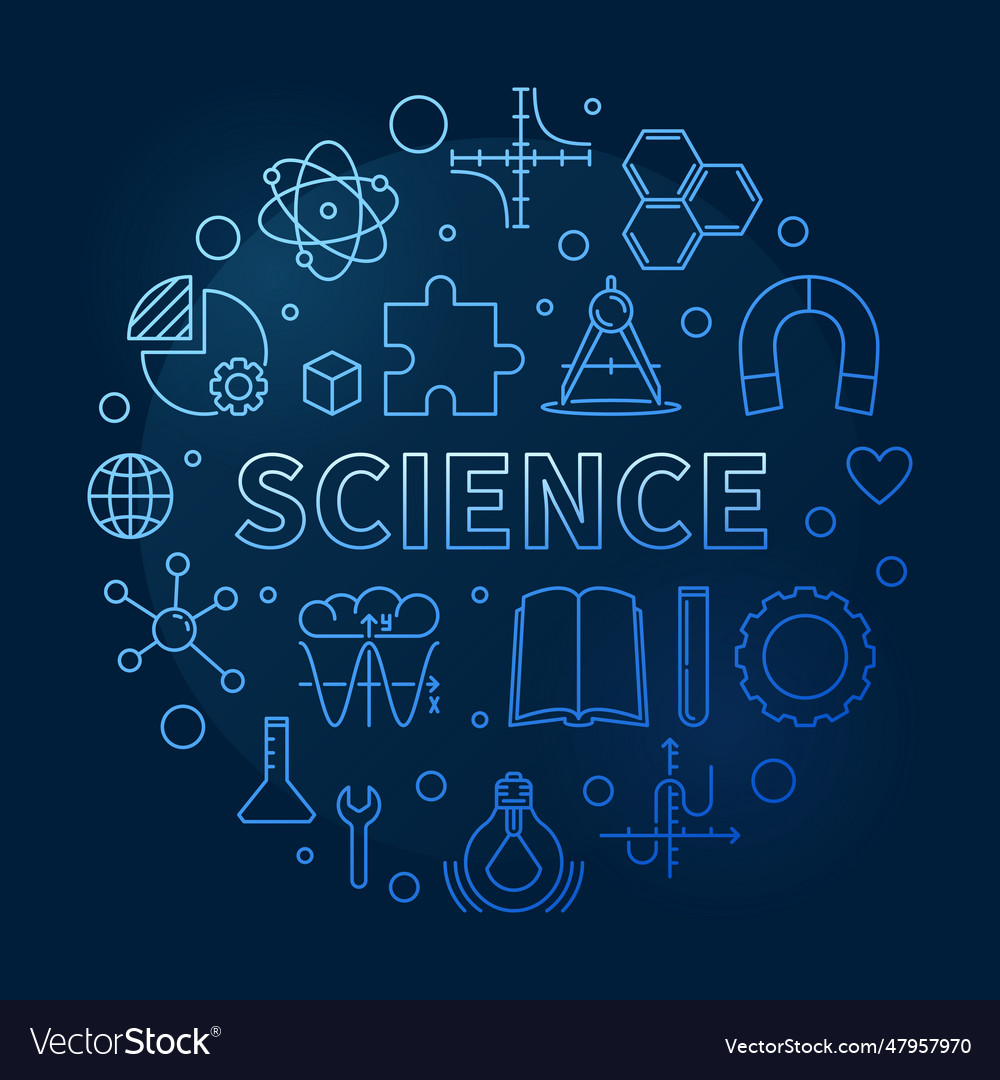 Science circular minimal line blue or banner Vector Image