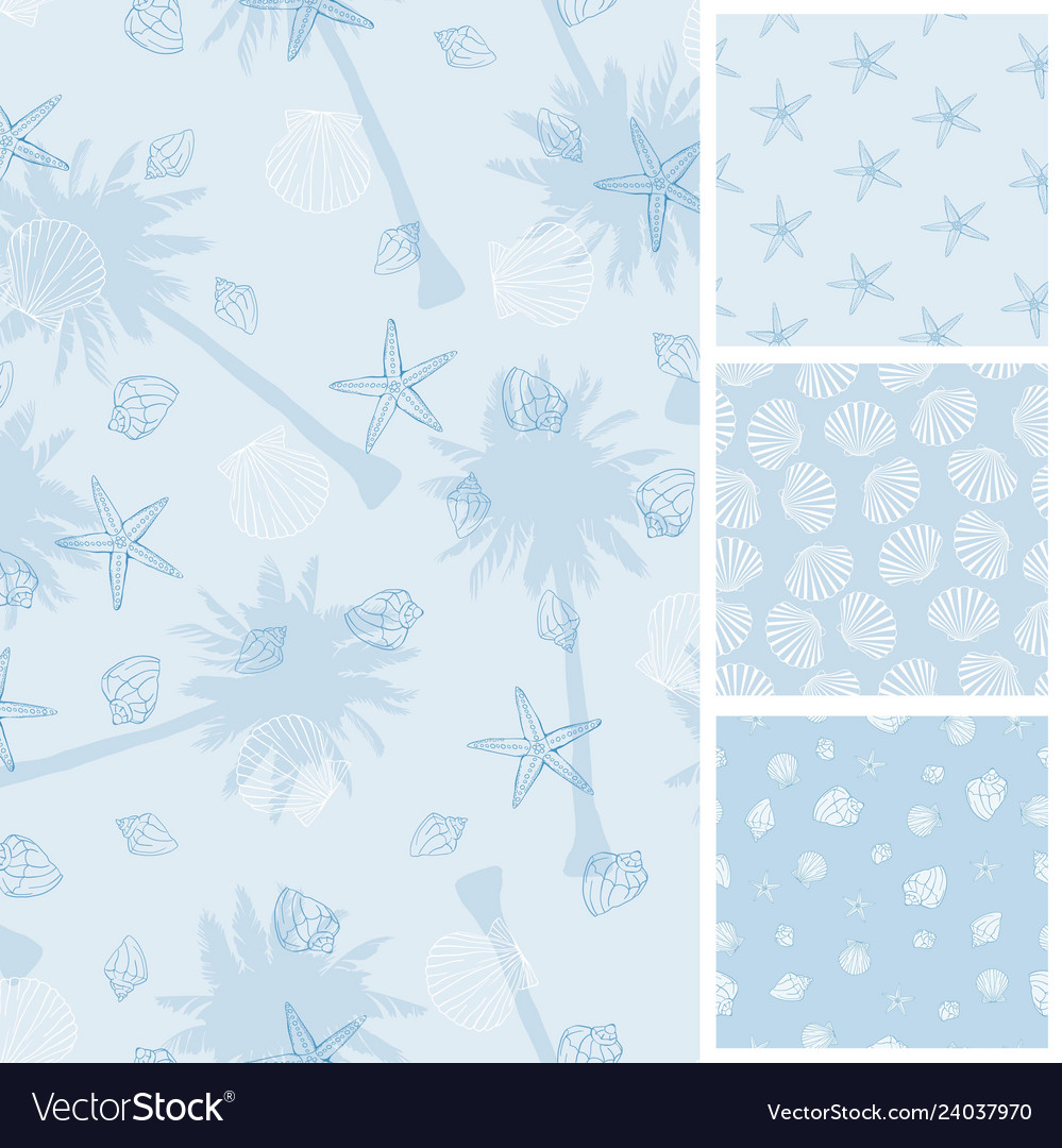 Seashell seamless pattern scallop background