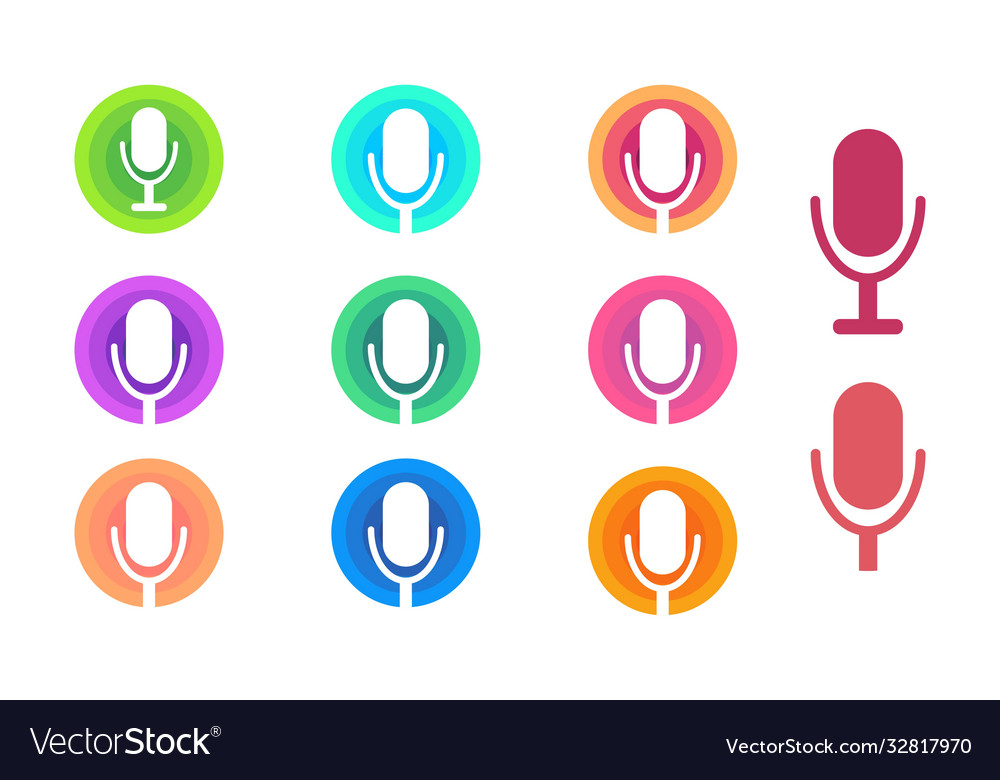 Set circle icons with microphone template vector image Set circle icons with microphone template