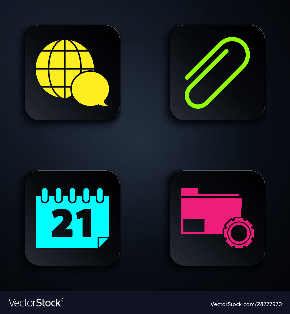 Set folder settings with gears world map made vector image Set folder settings with gears world map made