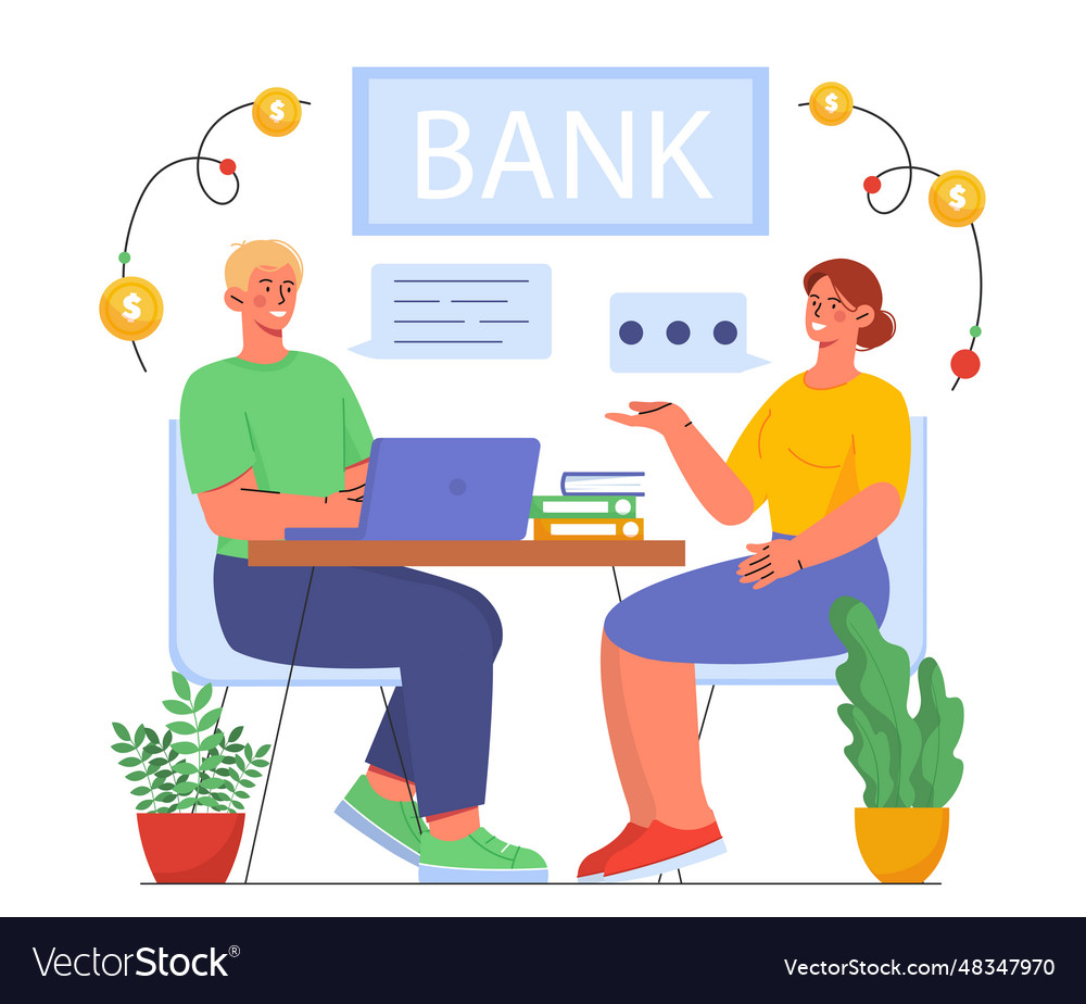 Woman with bank help concept