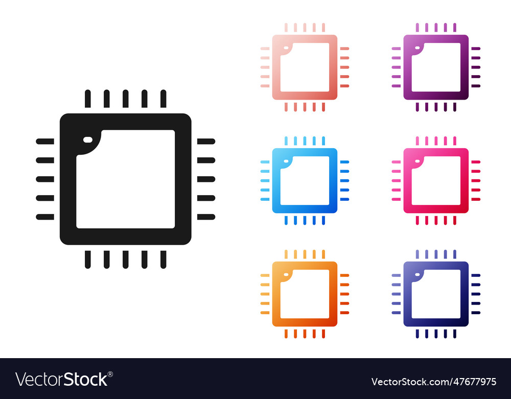 Schwarzer Computerprozessor mit Mikroschaltungen cpu Vector Image Schwarzer Computerprozessor mit Mikroschaltungen cpu