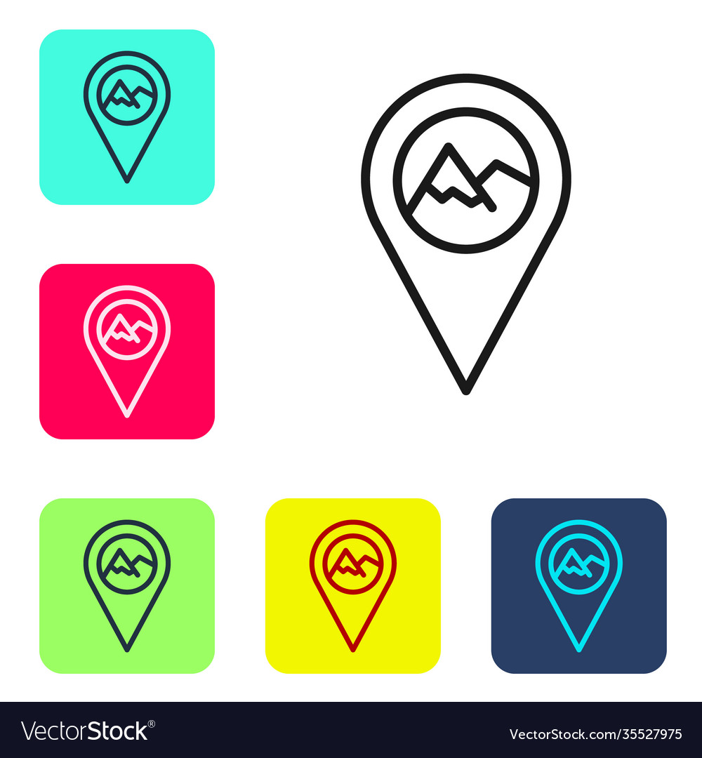 Black line map pointer with mountain icon isolated vector image Black line map pointer with mountain icon isolated