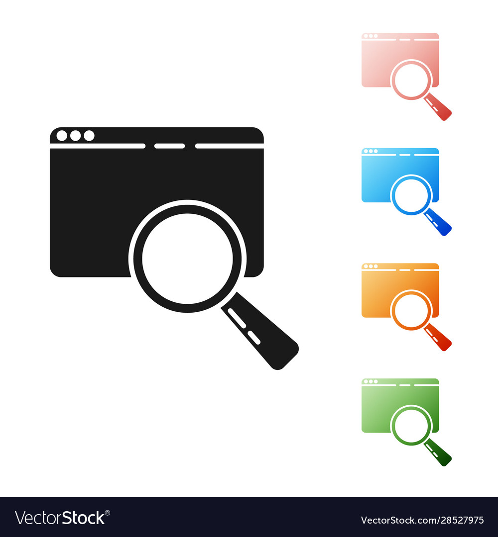 Black search in a browser window icon isolated vector image Black search in a browser window icon isolated