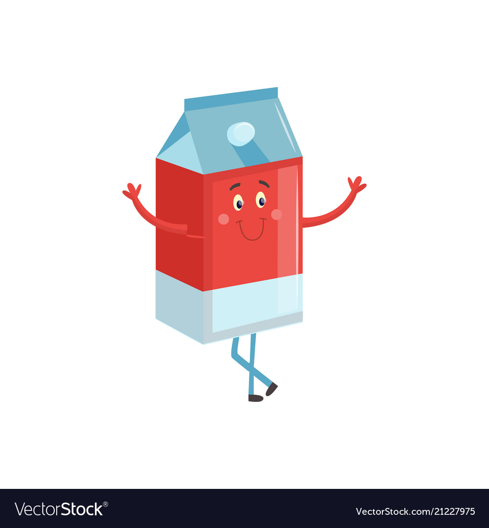 Cartoon character of carton box with milk or juice