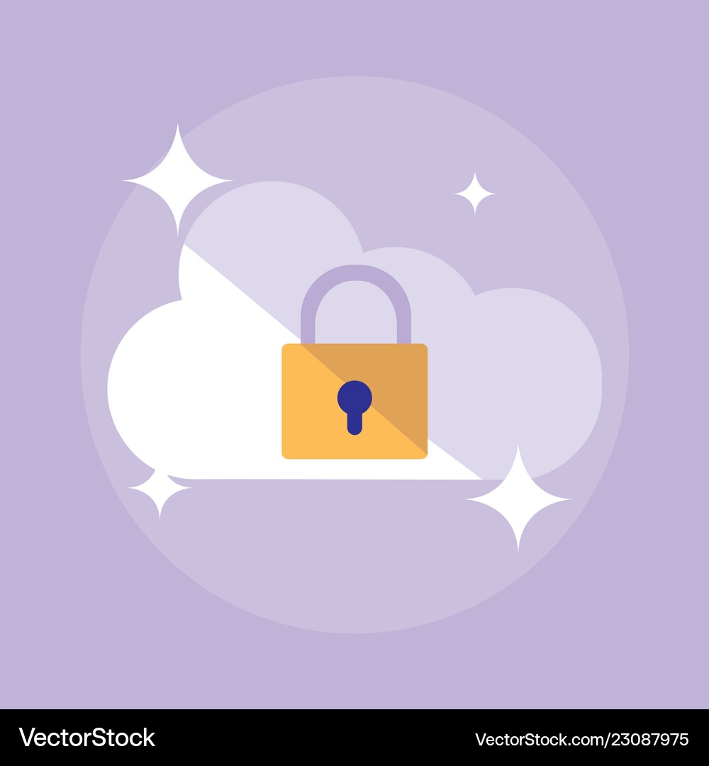 Cloud computing with padlock Royalty Free Vector Image