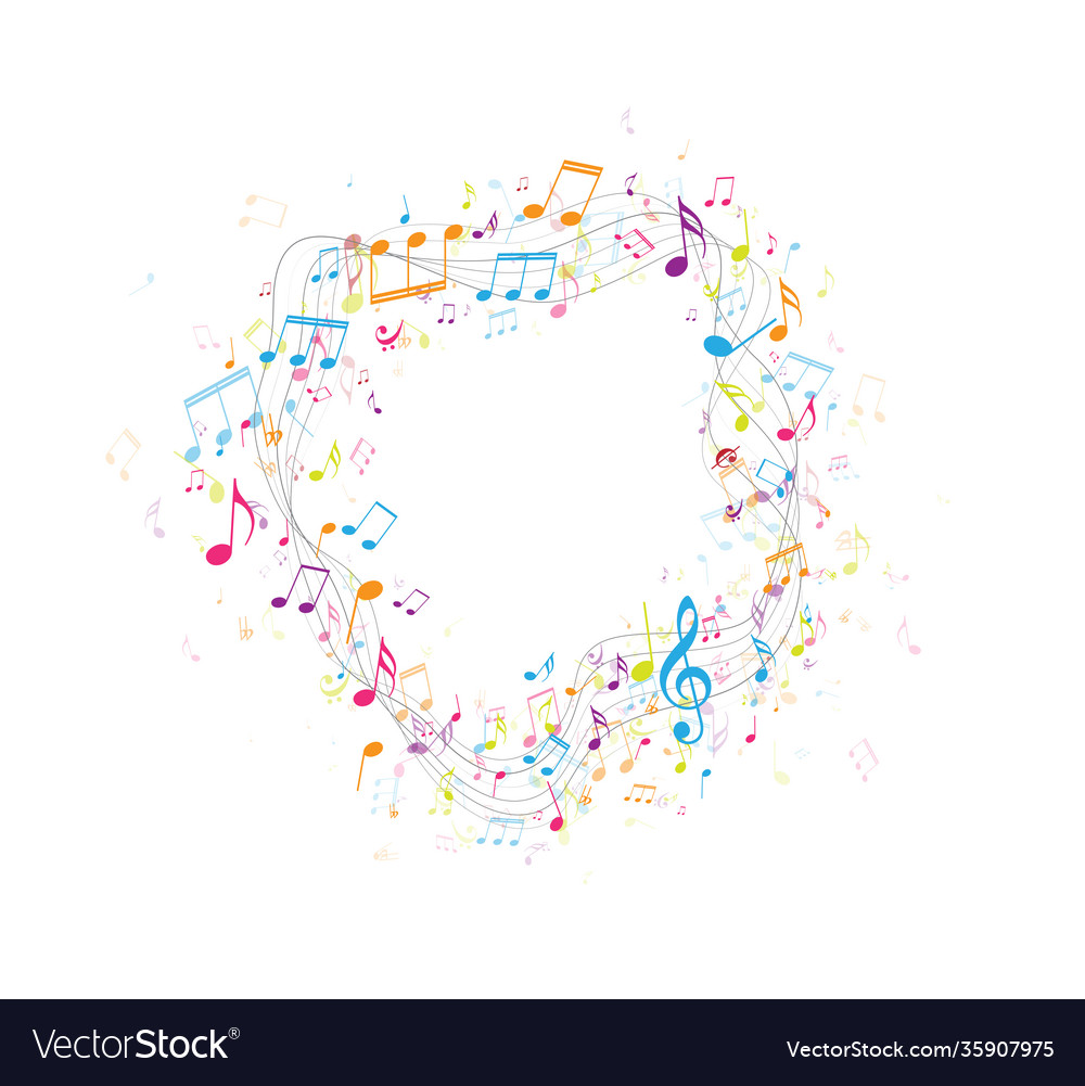 Colorful music notes background isolated on white Vector Image