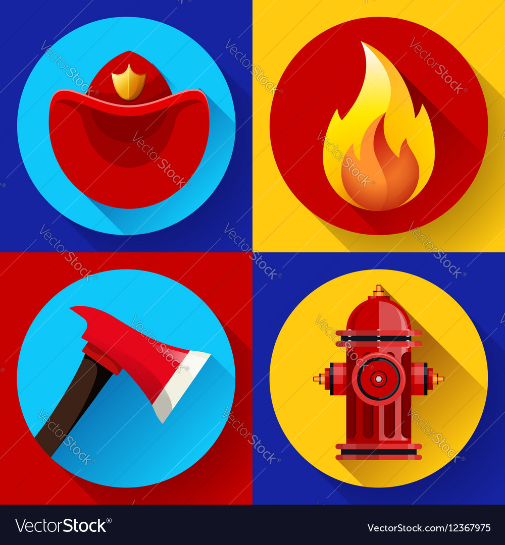 Firefighter icons elements set