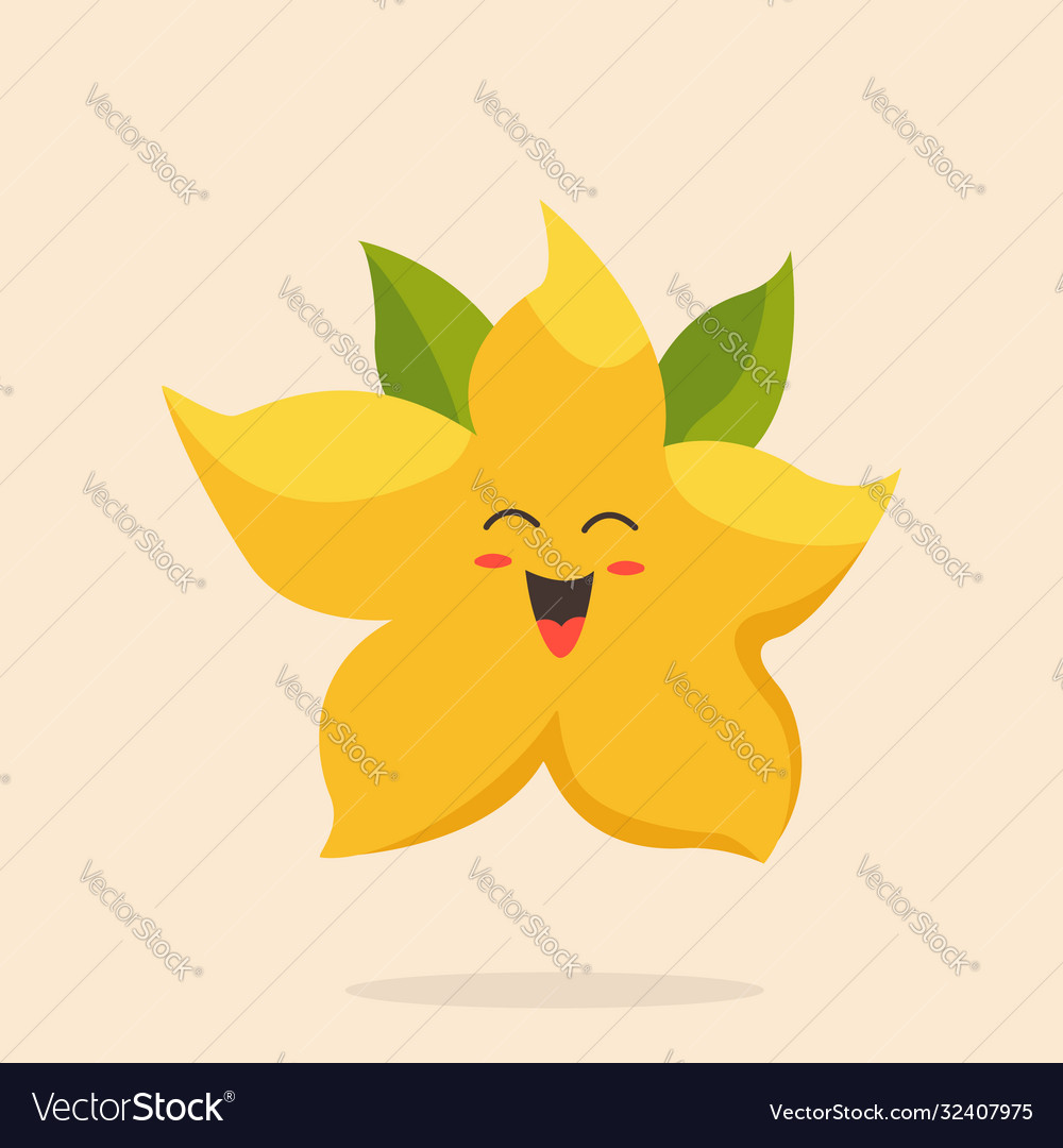 Funny happy star fruit character design