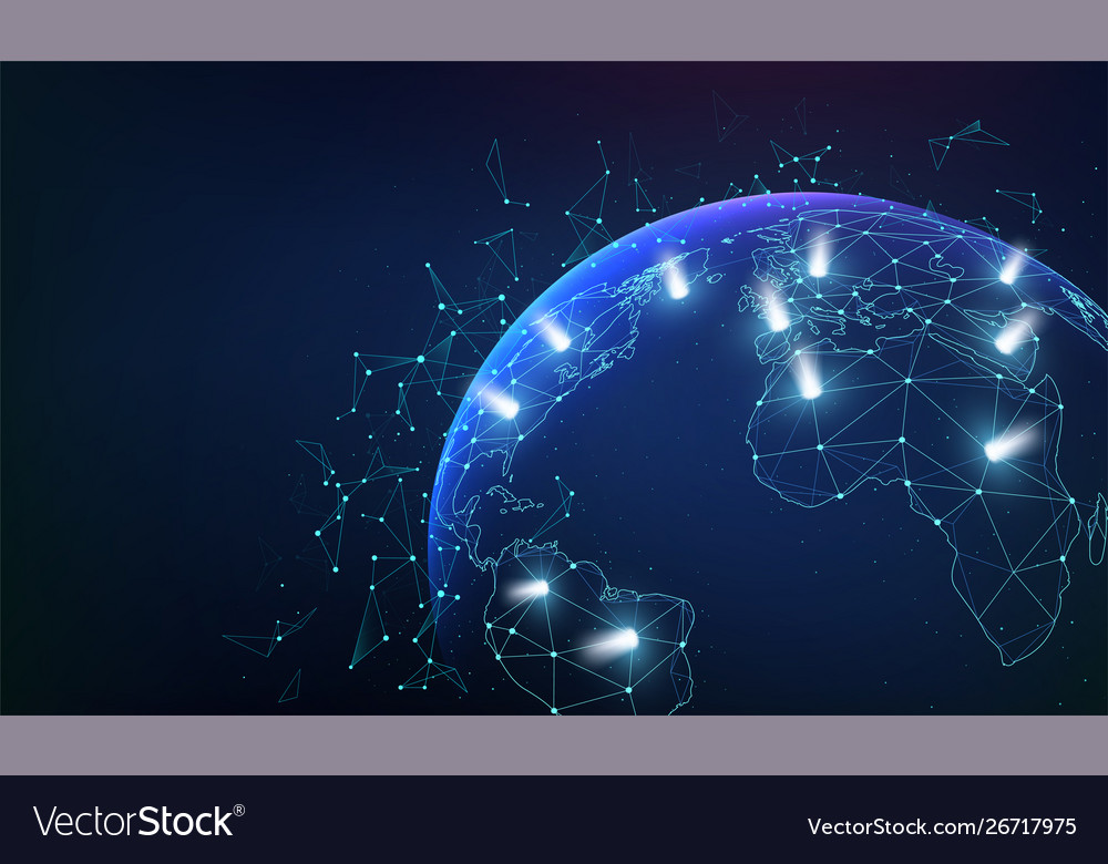 Global network business connections with dots and Vector Image