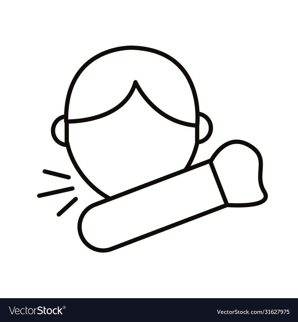 Man coughing in elbow line style