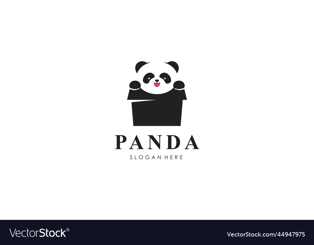 Panda bear silhouette logo design template