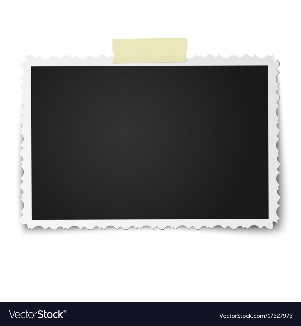 Realistic photo frame with retro figured edges