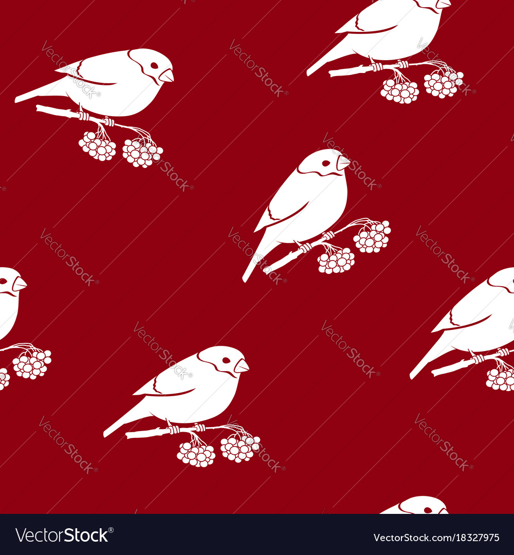 Seamless pattern with a bullfinch