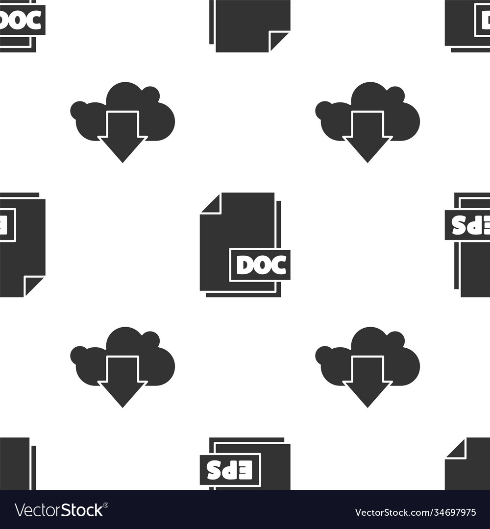 Set eps file document doc and cloud vector image Set eps file document doc and cloud